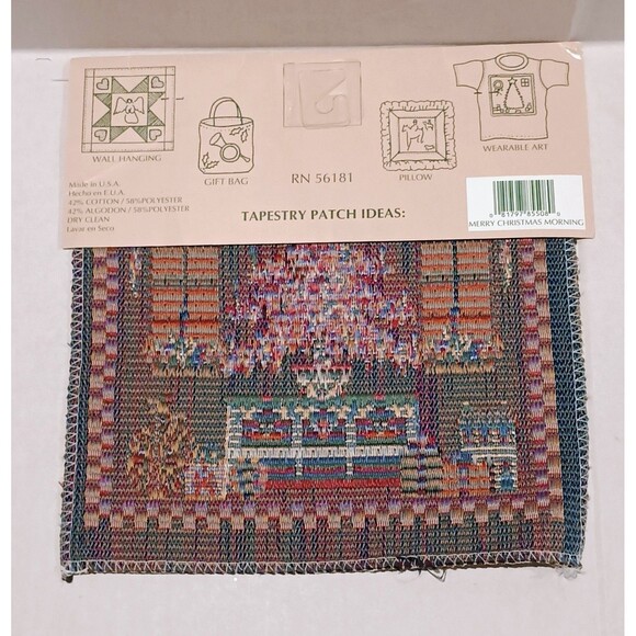 Vintage Oakhurst Textiles Tapestry Patch-Lot of 2-Snowman-Christmas Tree-9"x9" - Picture 6 of 7